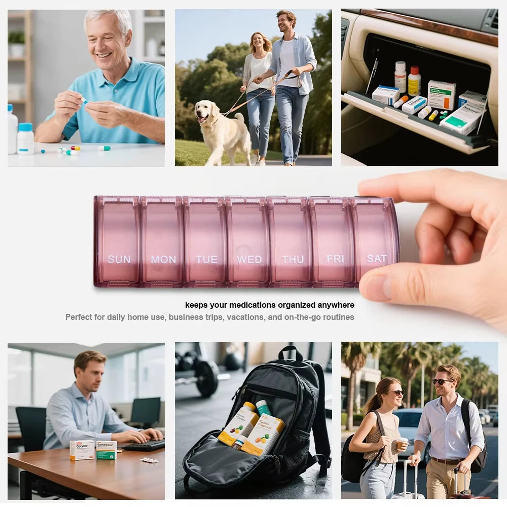 Pill Box 7 Days, Medication Box, Weekly Pill Box Organiser for